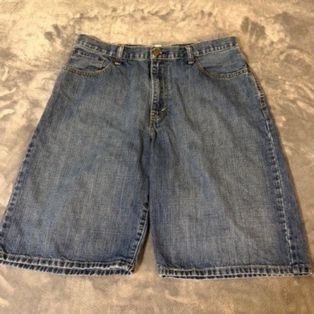 Levis 569 Loose Straight Denim Shorts Mens 36 Blue Medium Wash Baggy 12 Inseam
